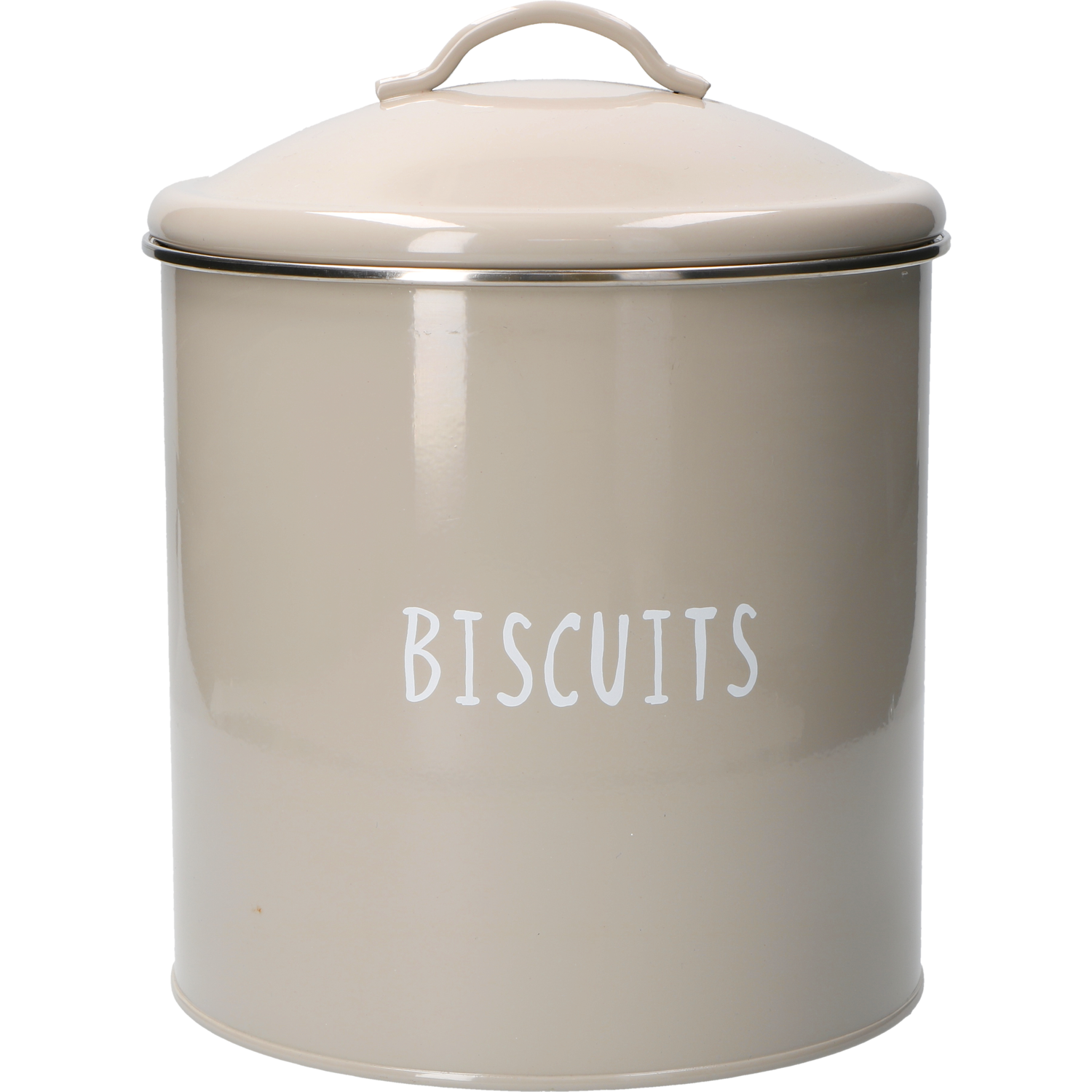 GUSTO CASA - Contenitore in latta con coperchio Tortora - h24 cm diametro 18 cm